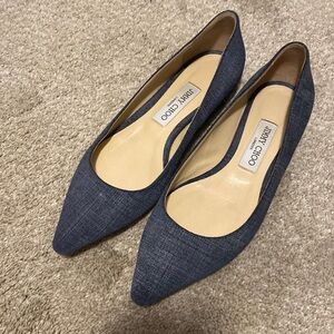 Jimmy Choo Pointed Denim Flats Size 38 (US 8)